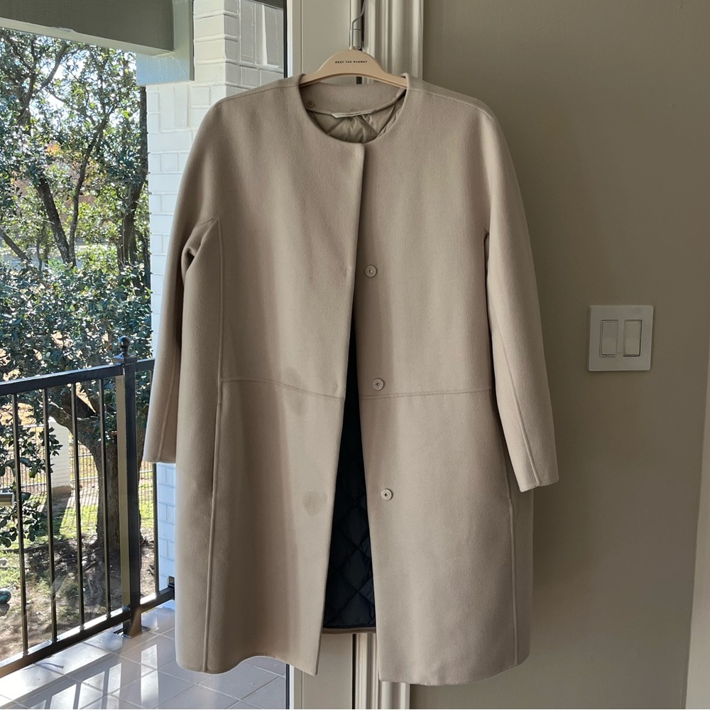 Women’s Max Mara The Cube Wool Coat with Removable Liner (Cream, L)